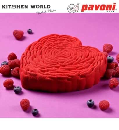 พิมพ์อบเค้กซิลิโคนหัวใจกุหลาบ PAVONI BW1085-086 ขนาด 1,000 มล. สีดำ_2